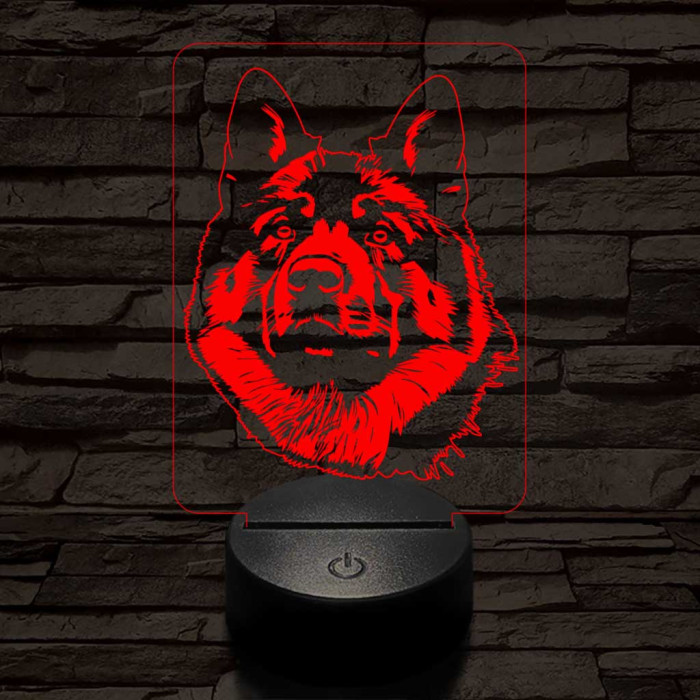 Amerikai akita-fej 7 színű 3D led lámpa