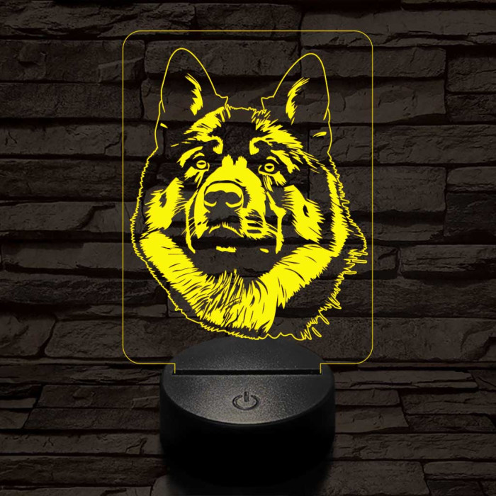 Amerikai akita-fej 7 színű 3D led lámpa