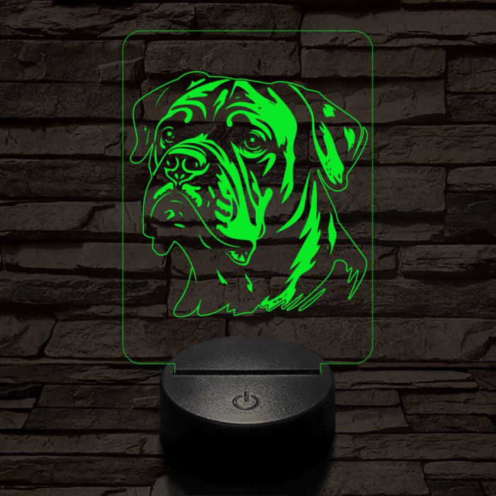 Amerikai bulldog-fej 7 színű 3D led lámpa