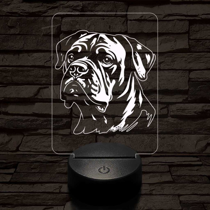 Amerikai bulldog-fej 7 színű 3D led lámpa