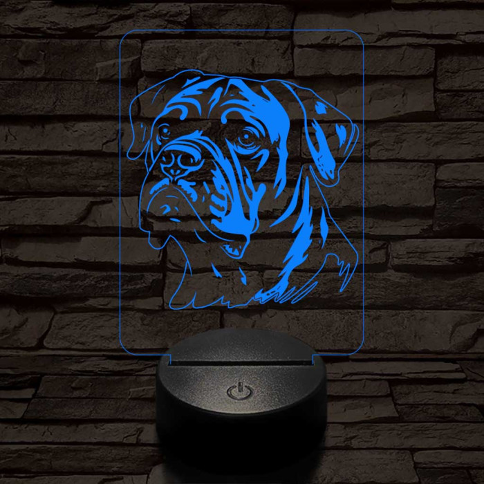 Amerikai bulldog-fej 7 színű 3D led lámpa