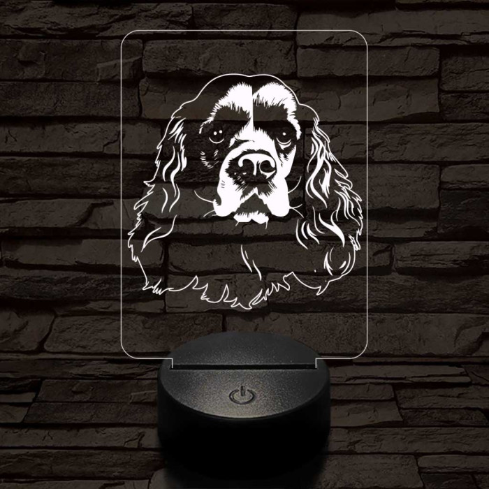 Amerikai cocker spániel-fej 7 színű 3D led lámpa