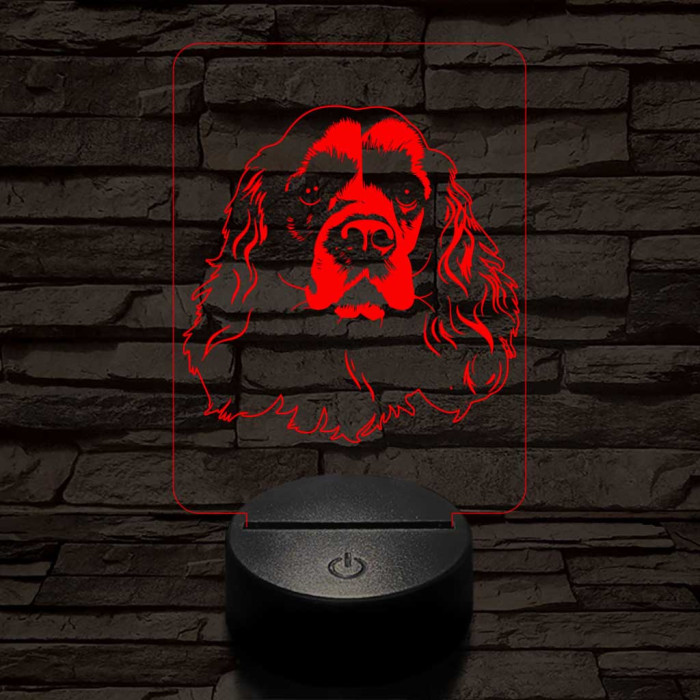 Amerikai cocker spániel-fej 7 színű 3D led lámpa