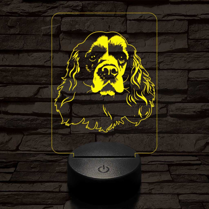 Amerikai cocker spániel-fej 7 színű 3D led lámpa