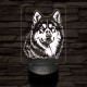 Alaszkai malamut-fej 7 színű 3D led lámpa