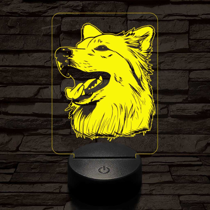Amerikai eszkimó kutya-fej 7 színű 3D led lámpa