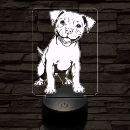 Amerikai pitbull kölyök-fej 7 színű 3D led lámpa