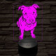 Amerikai pitbull-fej 7 színű 3D led lámpa