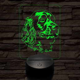 Amerikai vízi spániel-fej 7 színű 3D led lámpa