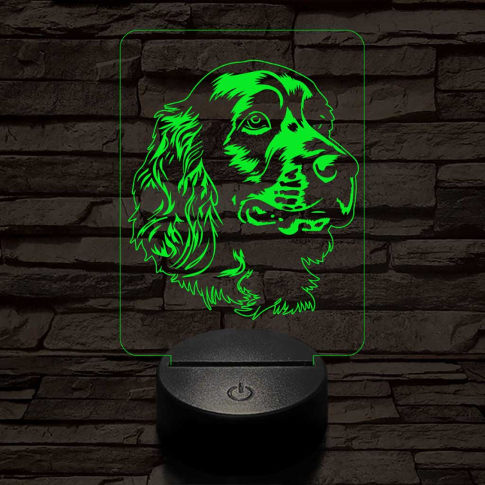 Amerikai vízi spániel-fej 7 színű 3D led lámpa
