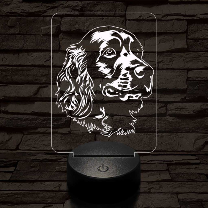 Amerikai vízi spániel-fej 7 színű 3D led lámpa