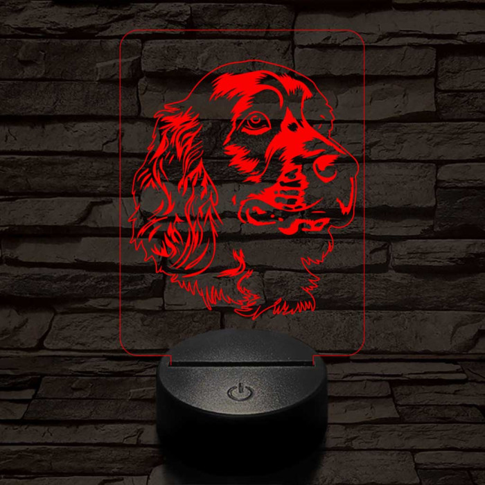 Amerikai vízi spániel-fej 7 színű 3D led lámpa