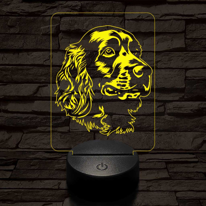 Amerikai vízi spániel-fej 7 színű 3D led lámpa