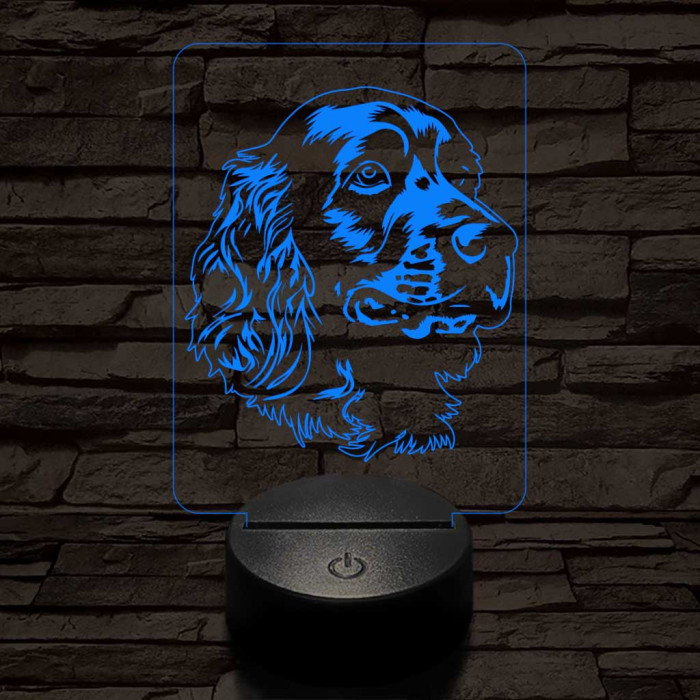 Amerikai vízi spániel-fej 7 színű 3D led lámpa