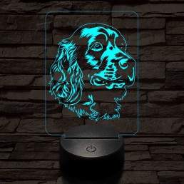 Amerikai vízi spániel-fej 7 színű 3D led lámpa