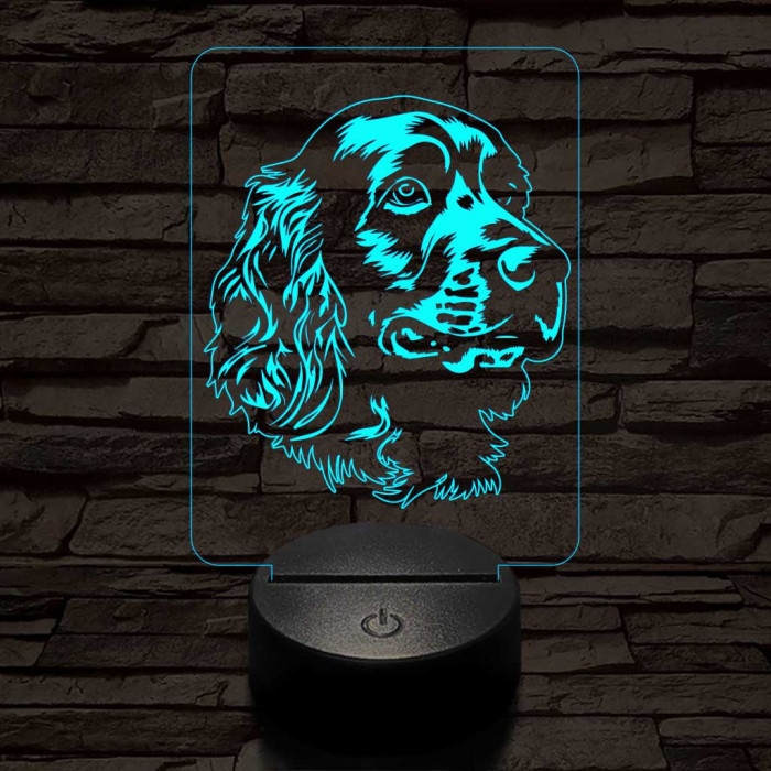 Amerikai vízi spániel-fej 7 színű 3D led lámpa