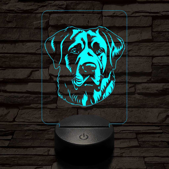 Anatóliai juhászkutya-fej 7 színű 3D led lámpa
