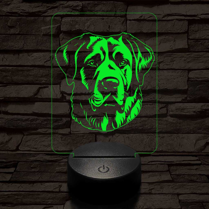 Anatóliai juhászkutya-fej 7 színű 3D led lámpa