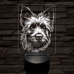Ausztrál terrier-fej 7 színű 3D led lámpa