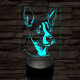 Basenji-fej 7 színű 3D led lámpa