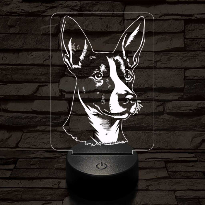 Basenji-fej 7 színű 3D led lámpa