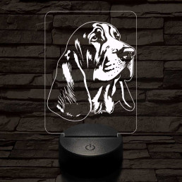 Basset hound-fej 7 színű 3D led lámpa
