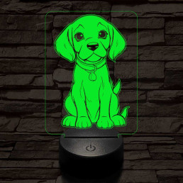 Beagle kölyök-fej 7 színű 3D led lámpa