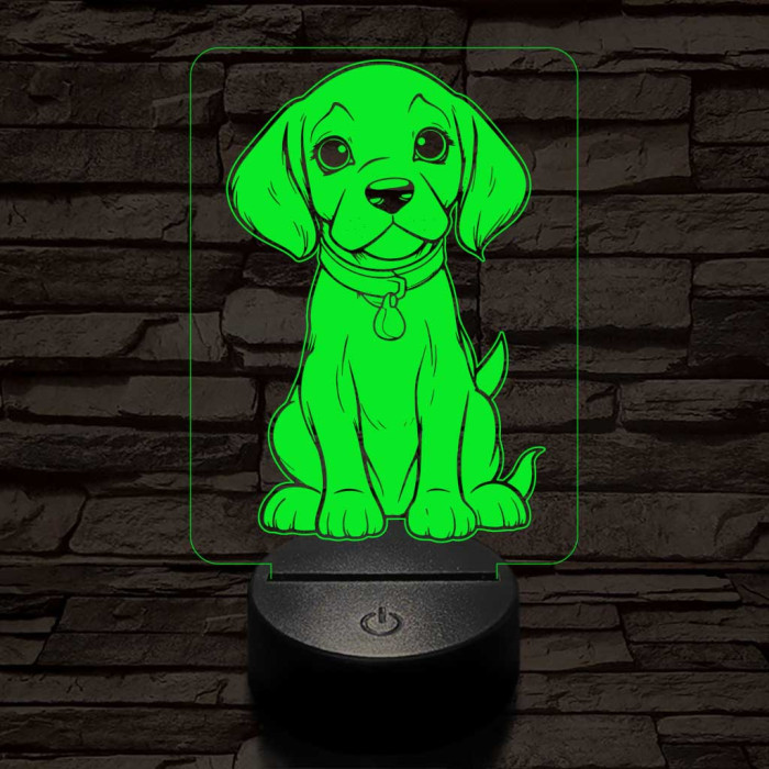 Beagle kölyök-fej 7 színű 3D led lámpa