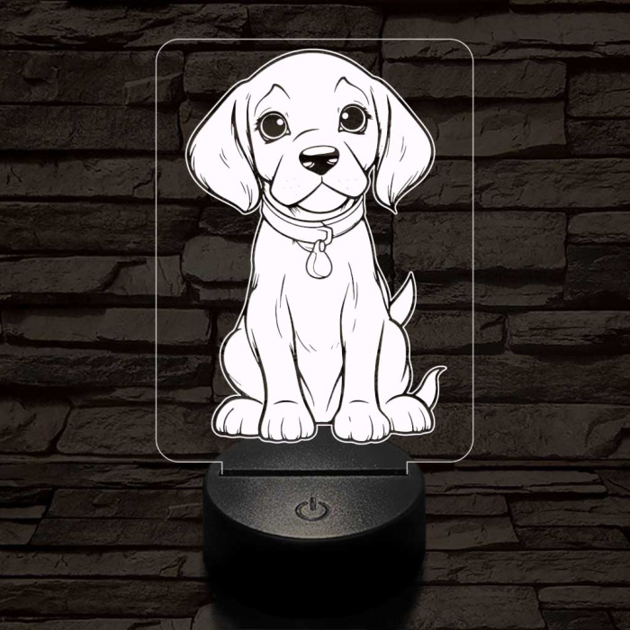 Beagle kölyök-fej 7 színű 3D led lámpa