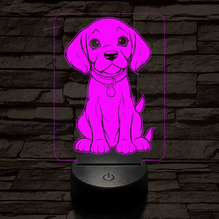 Beagle kölyök-fej 7 színű 3D led lámpa