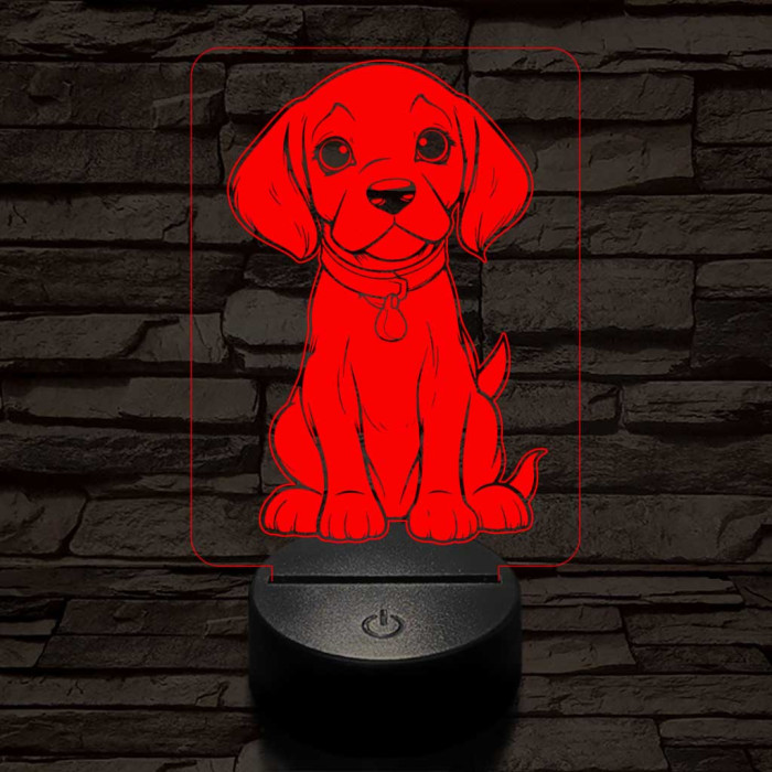 Beagle kölyök-fej 7 színű 3D led lámpa
