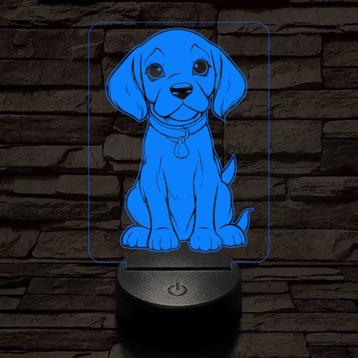 Beagle kölyök-fej 7 színű 3D led lámpa
