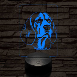 Beagle-fej 7 színű 3D led lámpa