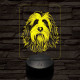 Szakállas collie-fej 7 színű 3D led lámpa