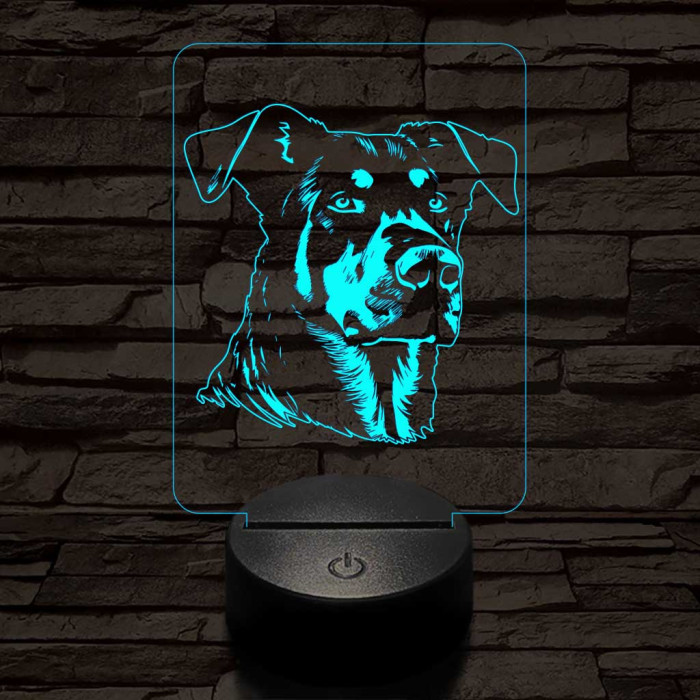 Beauce-i juhászkutya-fej 7 színű 3D led lámpa