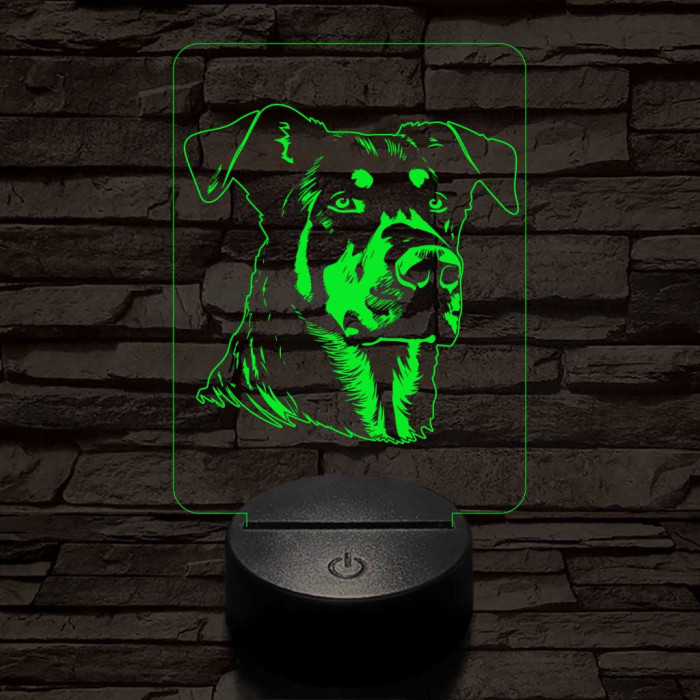 Beauce-i juhászkutya-fej 7 színű 3D led lámpa