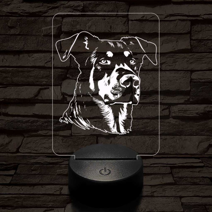 Beauce-i juhászkutya-fej 7 színű 3D led lámpa