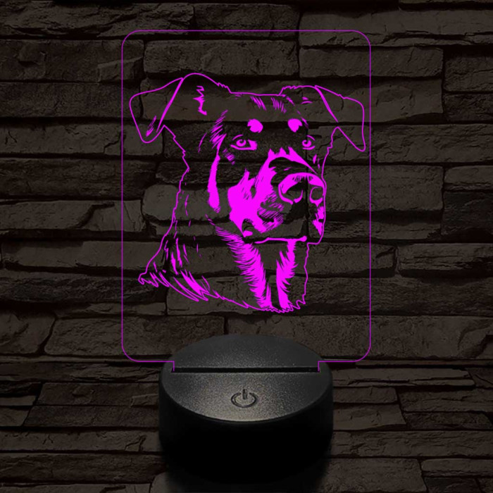 Beauce-i juhászkutya-fej 7 színű 3D led lámpa