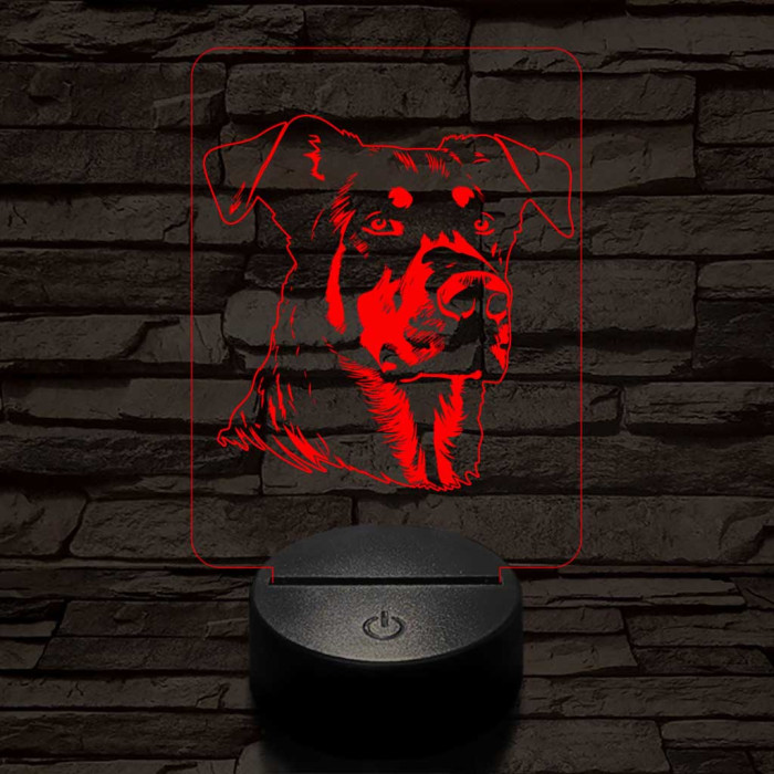 Beauce-i juhászkutya-fej 7 színű 3D led lámpa