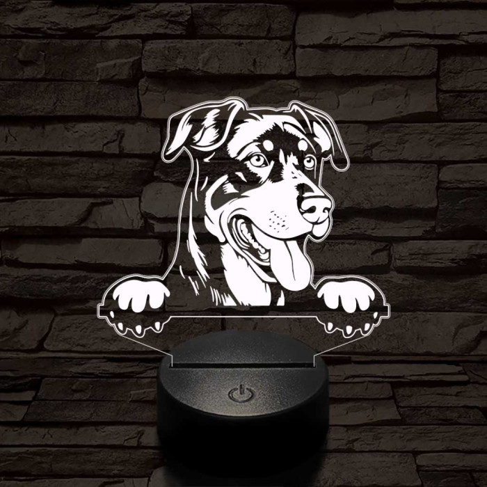 Beauce-i juhászkutya kerítésen-fej 7 színű 3D led lámpa