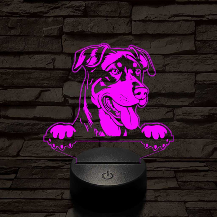 Beauce-i juhászkutya kerítésen-fej 7 színű 3D led lámpa