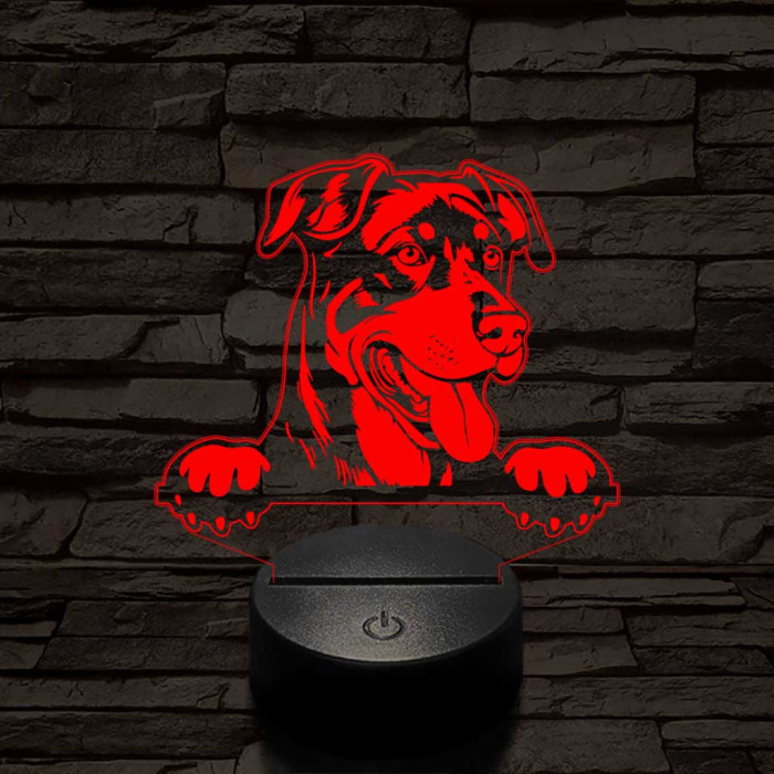 Beauce-i juhászkutya kerítésen-fej 7 színű 3D led lámpa