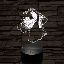 Bedlington terrier-fej 7 színű 3D led lámpa
