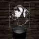 Bedlington terrier-fej 7 színű 3D led lámpa