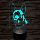 Belga juhászkutya-fej 7 színű 3D led lámpa