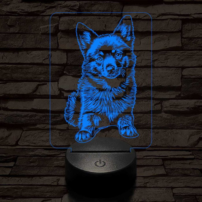 Schipperke kutya-fej 7 színű 3D led lámpa