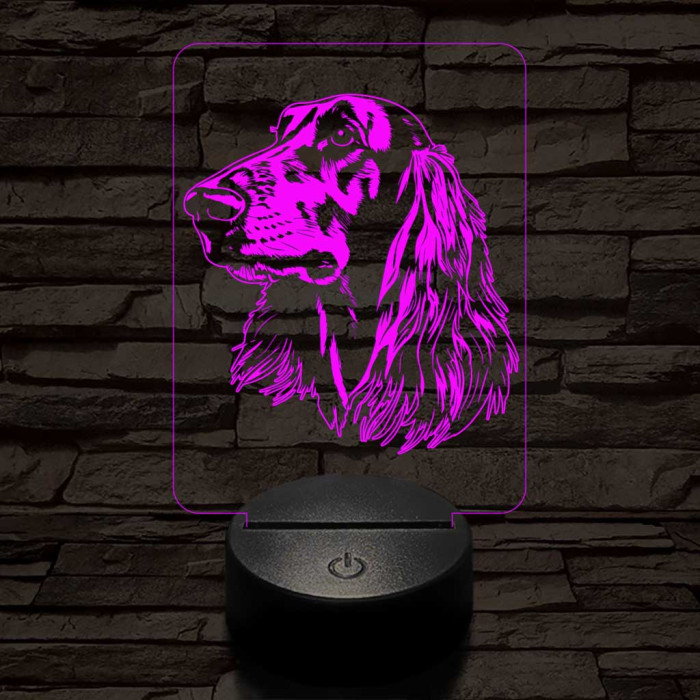 Afgán kopó-fej 7 színű 3D led lámpa