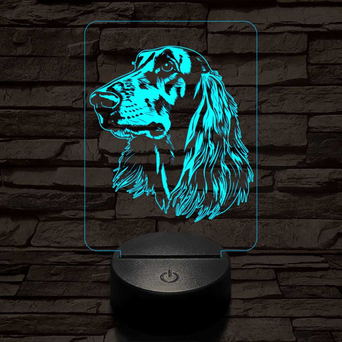 Afgán kopó-fej 7 színű 3D led lámpa