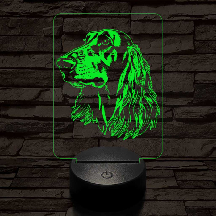 Afgán kopó-fej 7 színű 3D led lámpa