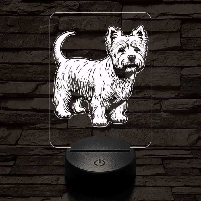 Westie 7 színű 3D led lámpa